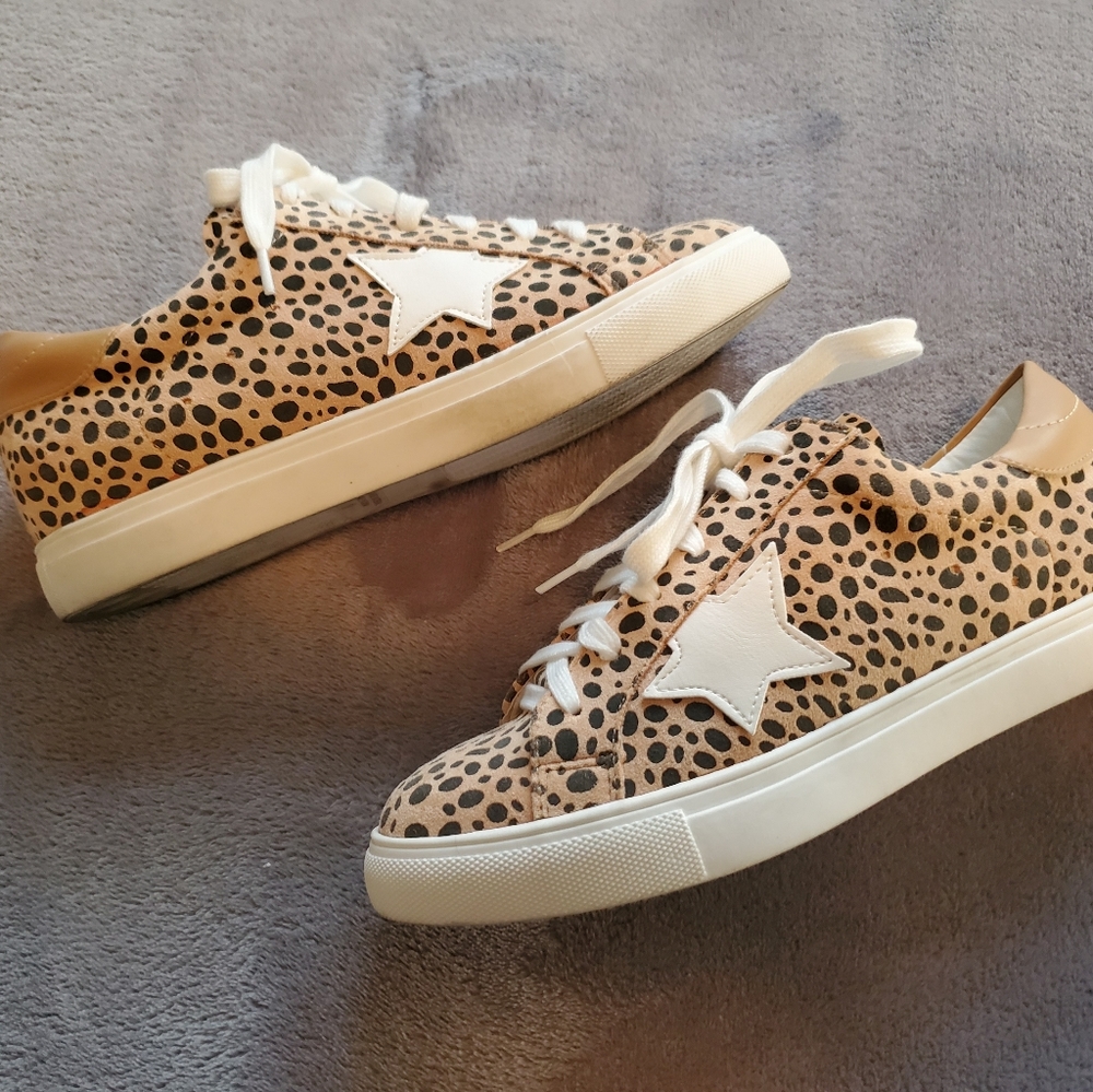 Faux Suede Cheetah Sneakers size 7.5